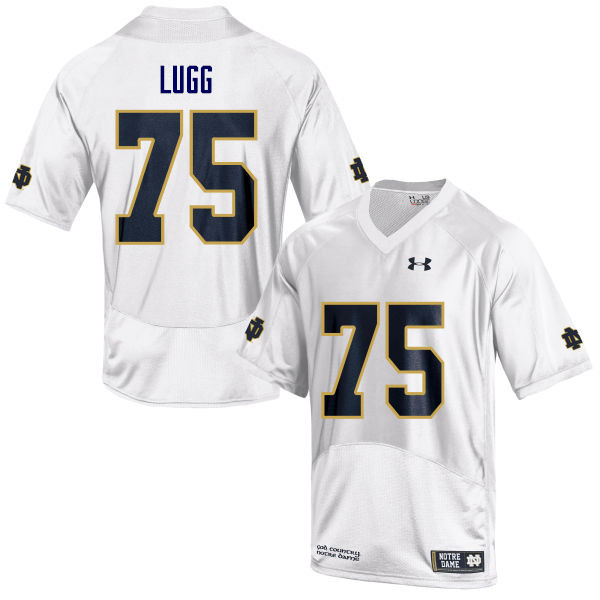 Men's NCAA Notre Dame Fighting Irish #75 Josh Lugg Stitched College Under Armour Authentic White Football Jersey PX10O48TV